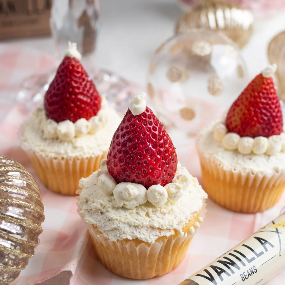 Whip Up Holiday Magic with Strawberries and Cream Santa Hat Cupcakes