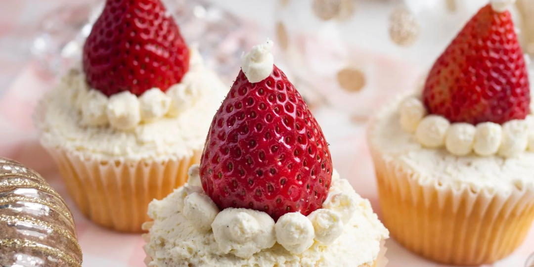 Whip Up Holiday Magic with Strawberries and Cream Santa Hat Cupcakes