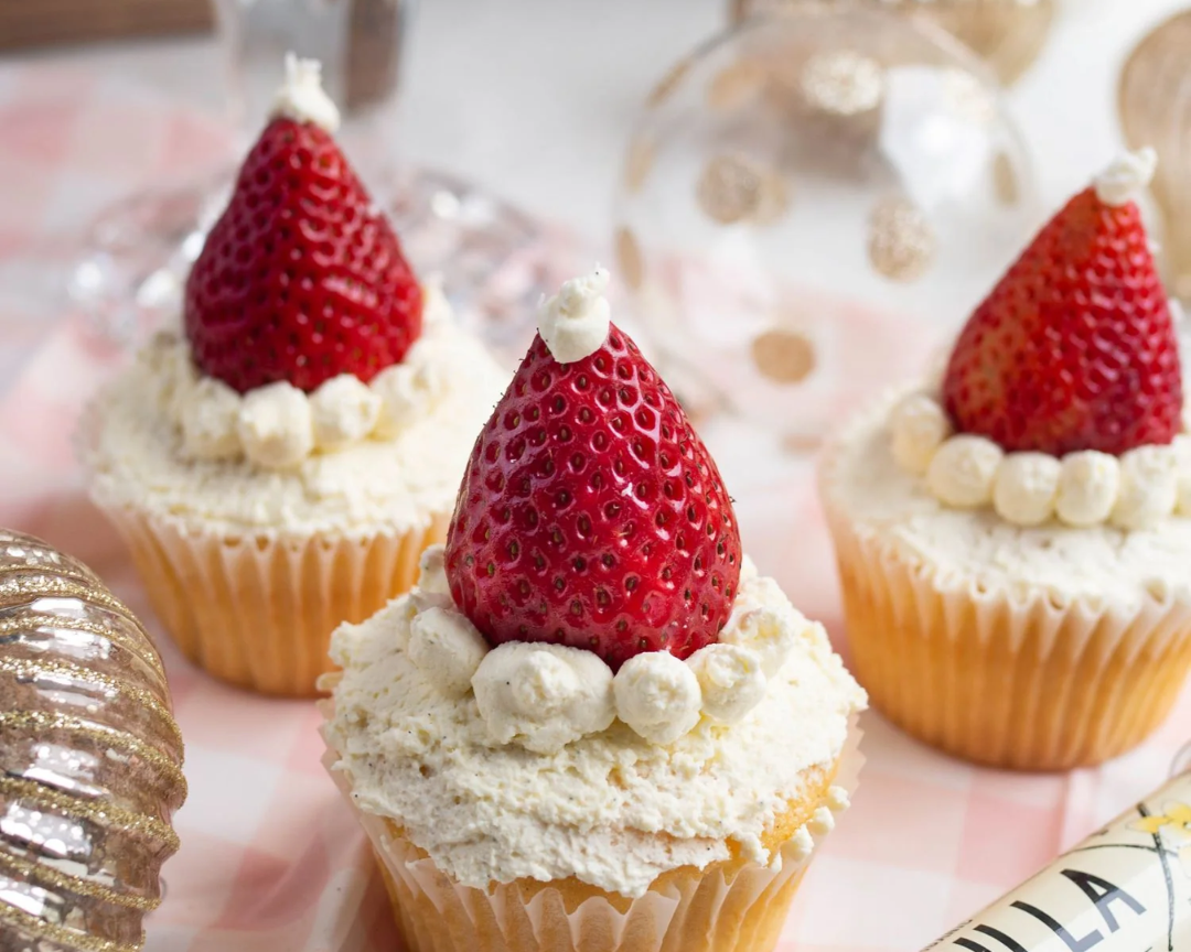 Whip Up Holiday Magic with Strawberries and Cream Santa Hat Cupcakes