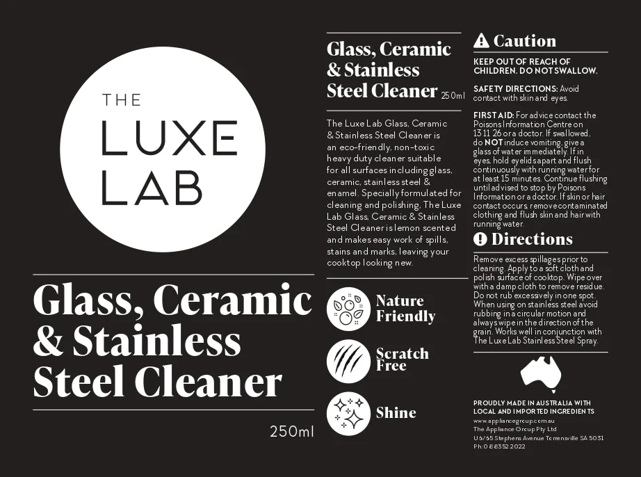 The Luxe Lab Glass, Ceramic & Stainless Steel Cleaner 250ml