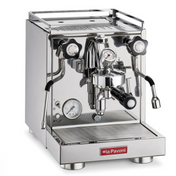 La Pavoni Cellini Classic Coffee Machine featuring a polished stainless steel body with E61 group head, pressure gauge, steam wand, and hot water dispenser on a premium espresso maker with commercial-grade components and precise extraction control.