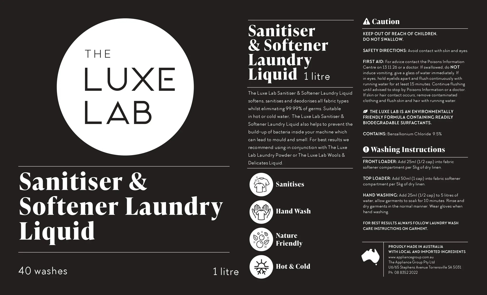 The Luxe Lab Sanitiser & Softener Laundry Liquid 1lt